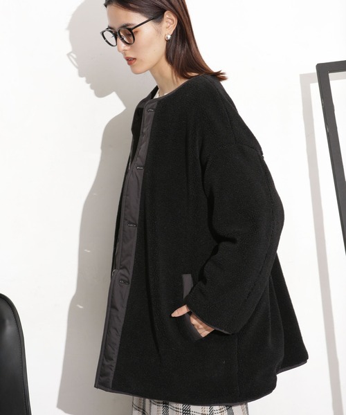 美品ＷＬＧ リバーシブルボアＭＡ−１nano universe ブラック NANO universe（ナノ・ユニバース） ジャケット ブルゾン 撥水加工