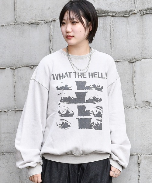 おしゃれスタ トレーナー スウェット 硫化染め プリント プルオーバー