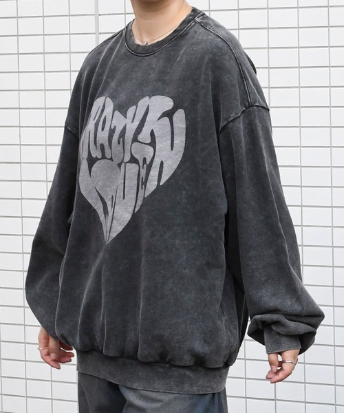 おしゃれスタ トレーナー スウェット 硫化染め プリント プルオーバー