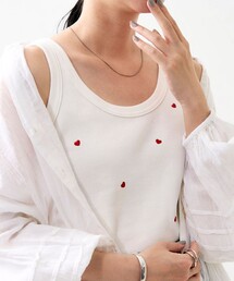 FREAK'S STORE タンクトップ ノースリーブ ミニハート刺繍
