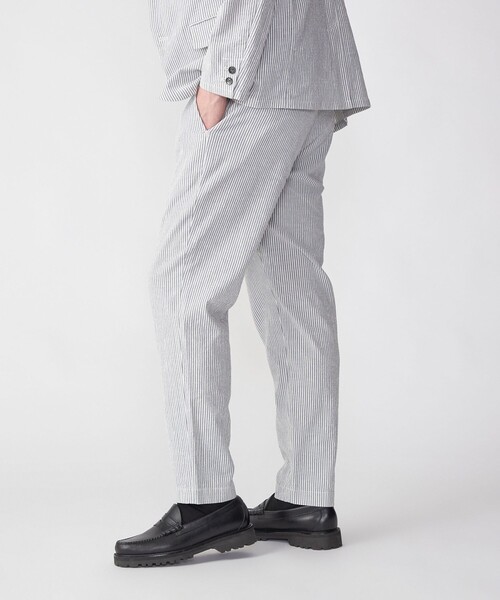 美品　SHIPS　ストレートパンツ　サフィランリネン　ウエストゴム洗濯可　涼しい SHIPS スラックス SHIPS:「手洗い可能/セットアップ対応