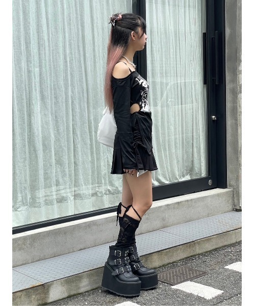 ONE SHOULDER Tシャツ XU tシャツ 「Never mind the XU」one shoulder print tops
