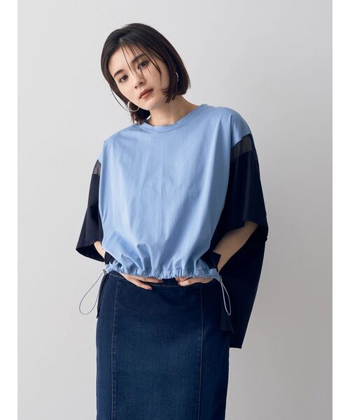 Editt by YECCA VECCA tシャツ シアーMIXドロストカットプル