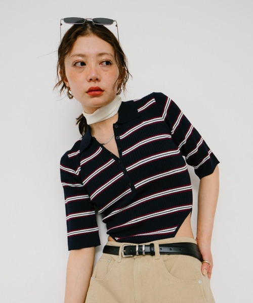 HANNE ニット セーター ハーフスリーブポロニットボディスーツ