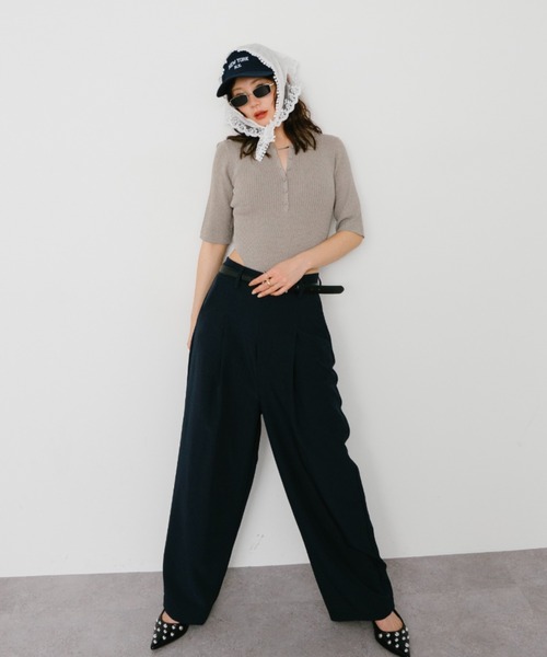 HANNE ニット セーター ハーフスリーブポロニットボディスーツ