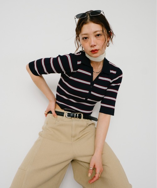 HANNE ニット セーター ハーフスリーブポロニットボディスーツ