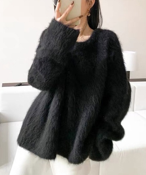 ニット セーター モヘア調 ラウンドネックシャギーニット culw759 レディース c.u.l ニット セーター モヘア調 ラウンドネックシャギーニット