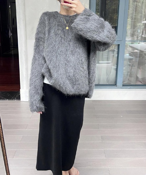 ニット セーター モヘア調 ラウンドネックシャギーニット culw759 レディース c.u.l ニット セーター モヘア調 ラウンドネックシャギーニット