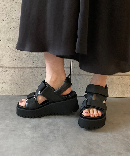 ALL BLACK サンダル キャタピラーソール ベルクロサンダル