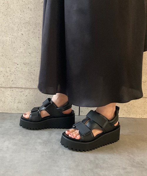 ALL BLACK（オールブラック） サンダル キャタピラーソール ベルクロ