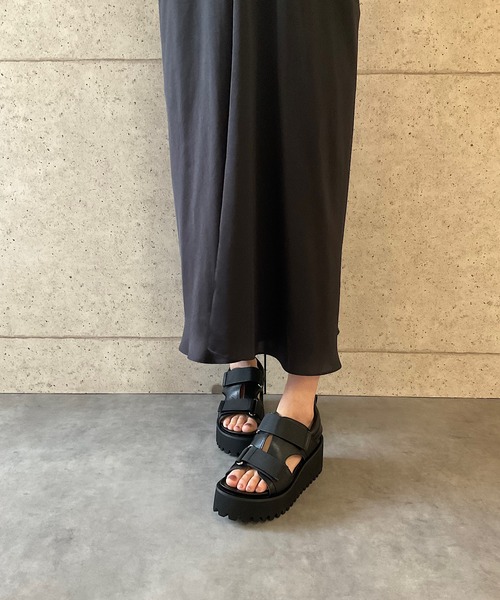 ギャツビーサンダル ALL BLACK サンダル キャタピラーソール ベルクロサンダル