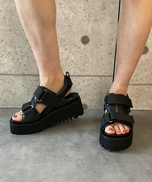 ALL BLACK サンダル キャタピラーソール ベルクロサンダル