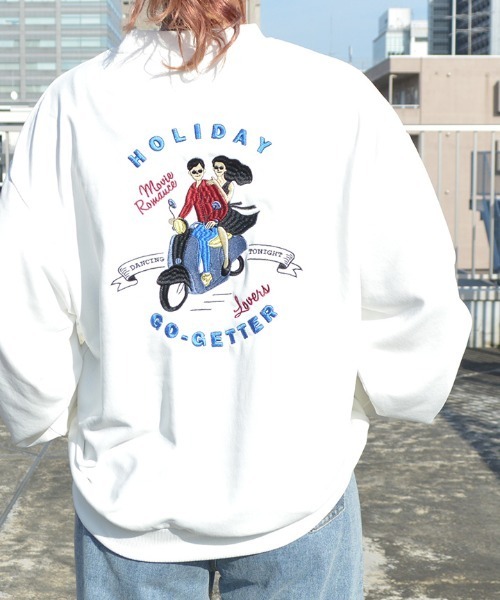 トレーナー スウェット 「spiritoso」ホリデースクータープリントトレーナー(CP) レディース spiritoso トレーナー スウェット ホリデースクータープリント