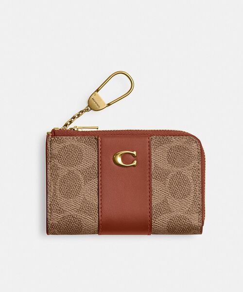 コーチ Lジップ キーケース シグネチャー キャンバス チョコール コインケース COACH キーケース エッセンシャル Lジップ キー ケース