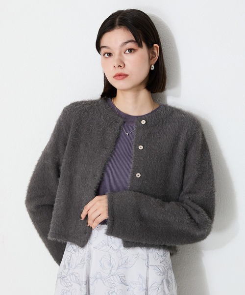 ニット セーター クロップドシャギーニットカーディガン MO33N07 レディース MISCH MASCH ニット セーター クロップドシャギーニット