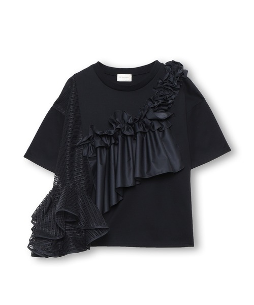 tシャツ アシメトリーフリルカットソー レディース