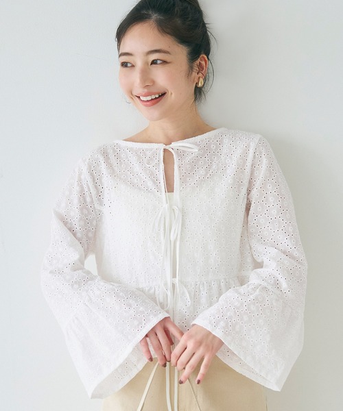 ブラウス シャツ レーススリーブブラウス レディース TONAL ブラウス シャツ ケミカルレーススリーブブラウス