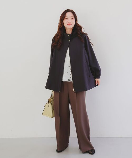 新品　le.coeur blanc ブラック黒 膝丈コート オーバーサイズウールハーフコート/le.coeur blanc(ルクール