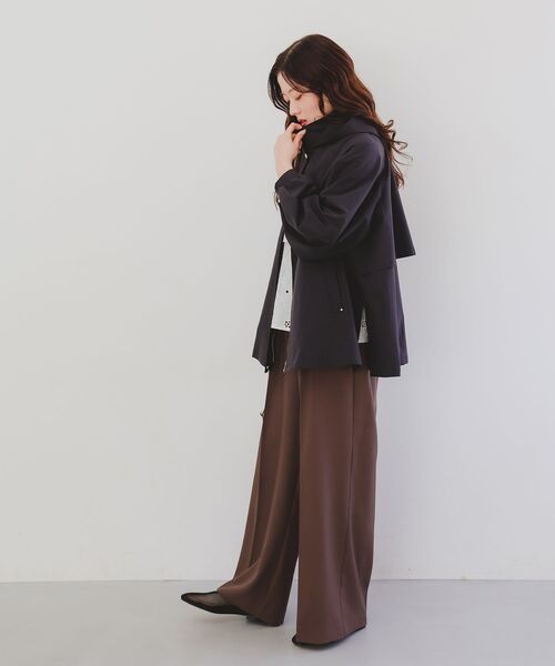 新品　le.coeur blanc ブラック黒 膝丈コート 手洗い可能》タンブラーオックスロングブルゾンコート/le.coeur