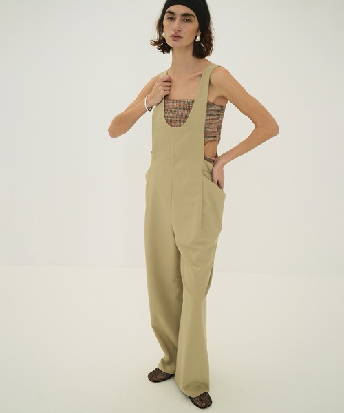 CLANE（クラネ） サロペット オーバーオール DEEP U NECK SALOPETTE