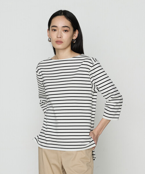tシャツ コットンスーピマボーダー カットソー レディース