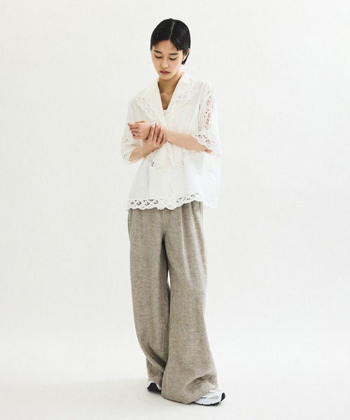 ADAM ET ROPE'（アダムエロペ） パンツ リネンタックパンツ レディース