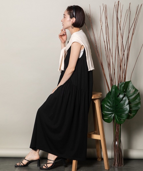 bibiy. ワンピース 【COLENNE DRESS ティアードワンピース】 ワンピース 異素材コンビ ティアードワンピース : ZOZOTOWN Yahoo!店