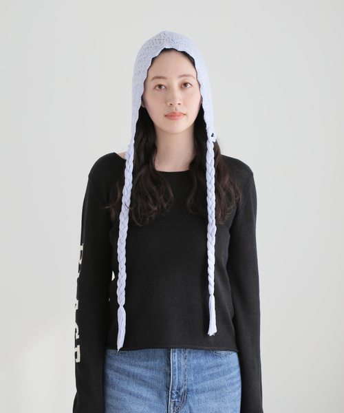【関税込み】Anna Sui ブラック クロシェ ニットビーニー ニット帽 ニットキャップ クロシェニットキャップ レディース