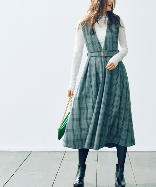 「RANAN」 サロペットスカート LL グレー系その他 レディース_画像4