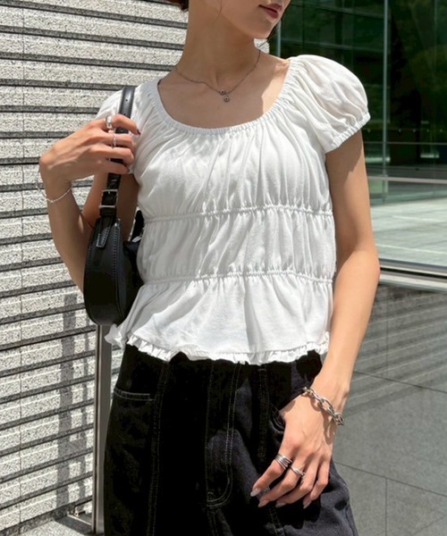 NOGLE tシャツ 「NOGLE/ノグル」ギャザーシャーリングフリル