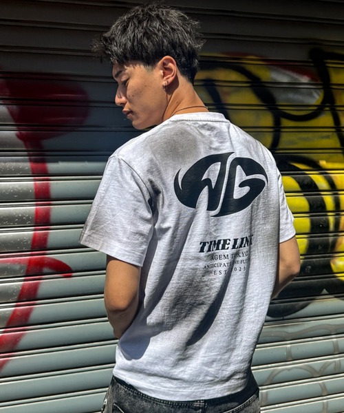 A'gem（エージェム） tシャツ A'GEM/9 × .kom 吹付加工半袖Tシャツ