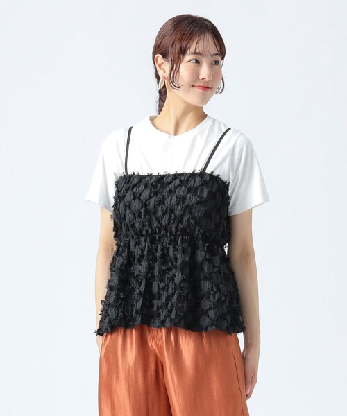 tシャツ フリンジキャミソール × Tシャツ（セットアイテム） レディース