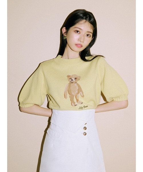 LILY BROWN 「LILY BROWN」 半袖ニット ONE SIZE イエロー