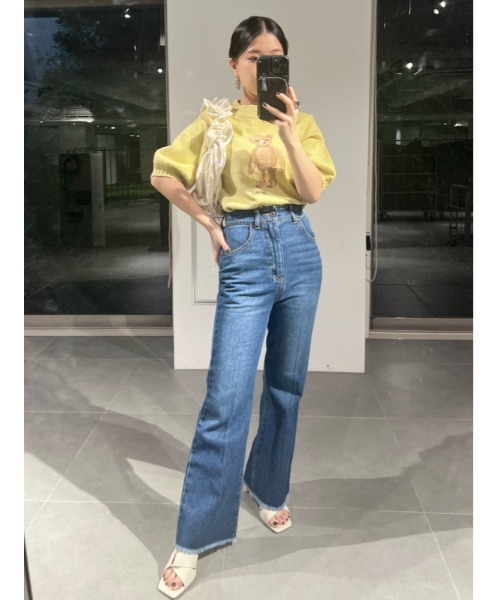 LILY BROWN 「LILY BROWN」 半袖ニット ONE SIZE イエロー