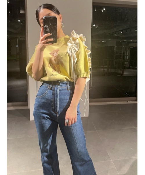 LILY BROWN 「LILY BROWN」 半袖ニット ONE SIZE イエロー