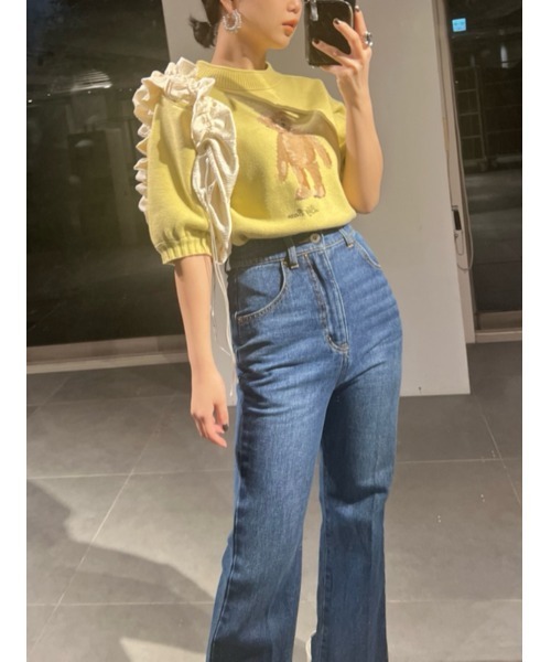 Lilly brown リリーベア半袖ニット:イエロー LILY BROWN 「LILY BROWN」 半袖ニット ONE SIZE イエロー