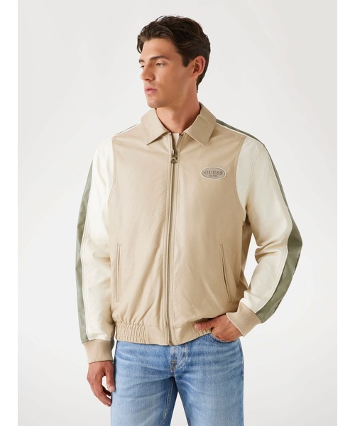 GUESS レザーカーコート ゲス GUESS レザー カーコート ジャケット ブラック 黒 L メンズ