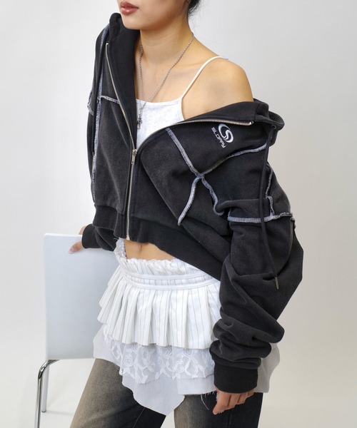「WHO'S WHO gallery」 ジップアップパーカー FREE チャコールグレー レディース WHO'S WHO gallery 「WHO'S gallery」 ジップアップパーカー