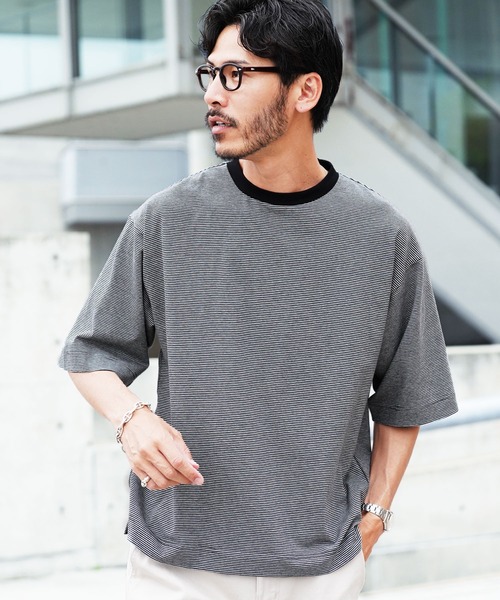 Y's for living ビッグTシャツ カットソー ワンピース ボーダー セール】 ビッグボーダー シャツワンピース （カットソー）｜Precious