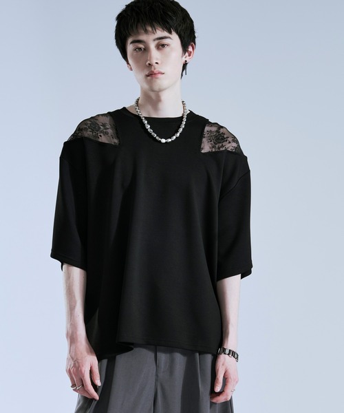 Ellno Loset（エルノロゼット） tシャツ ショルダーレースカットアウト