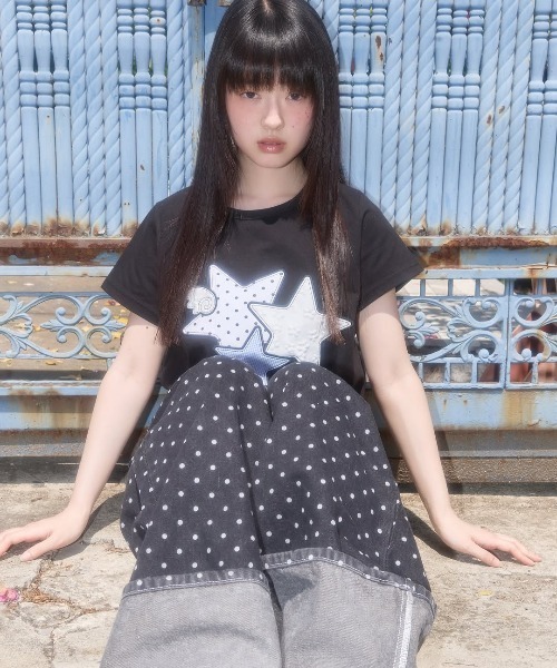 tシャツ A'GEM/9 × .kom 「FANCY CLUB/ファンシークラブ」 Mix Star Angel Patch Tee/ミックススター