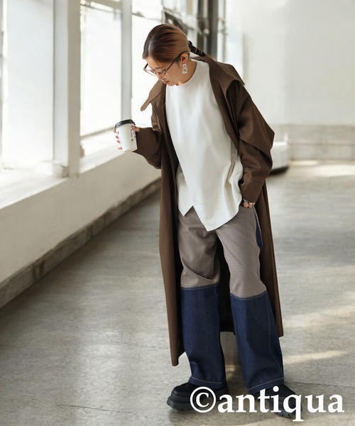 「antiqua」 「patterntorso」長袖カットソー ONESIZE ホワイト レディース