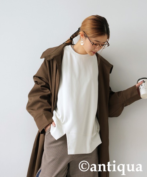 「antiqua」 「patterntorso」長袖カットソー ONESIZE ホワイト レディース