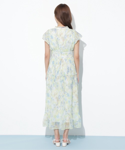 JILL BY JILLSTUART スリットネックプリーツワンピース ブルー ジルバイジルスチュアート JILL by JILLSTUART スリットネック