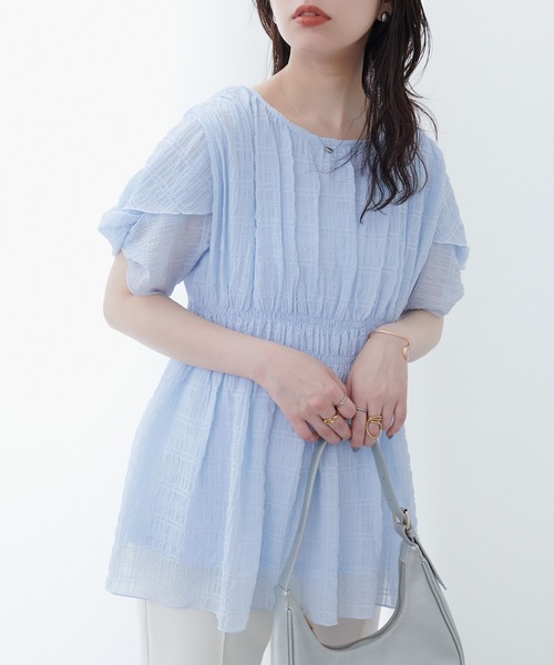 ブラウス シャツ osonoねじり袖ペプラムチュニック レディース osonoねじり袖ペプラムチュニック（シャツ/ブラウス）｜natural