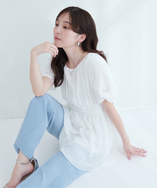 natural couture ブラウス シャツ osonoねじり袖ペプラム