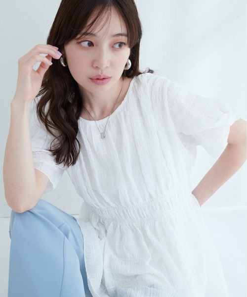natural couture ブラウス シャツ osonoねじり袖ペプラム