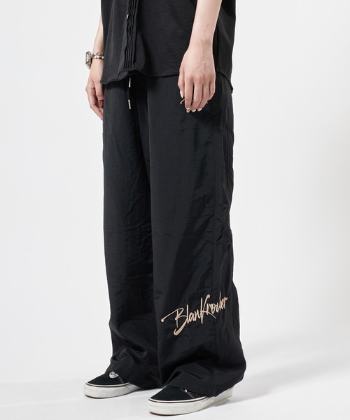 ennoy ナイロンパンツ黒刺繍　Mサイズ Theater code パンツ Nylon pants with embroidery design / 刺繍