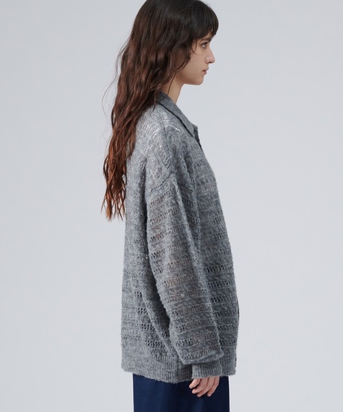 「ONCILY」 ニットカーディガン LARGE ブルーグリーン メンズ_画像8