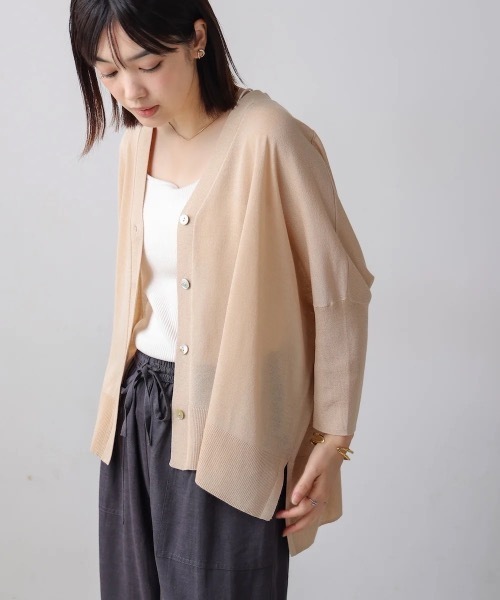 カーディガン 「接触冷感／UVカット」UVサラサラBOXシルエット前後差カーディガン レディース